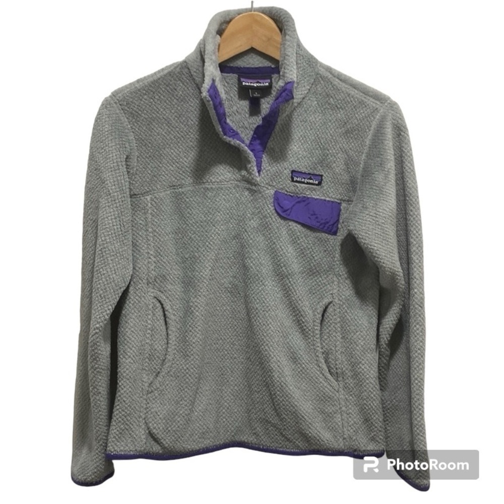 PATAGONIA Women's Retool Grey and Purple Sweatshirt Small Bin L - Picture 1 of 6